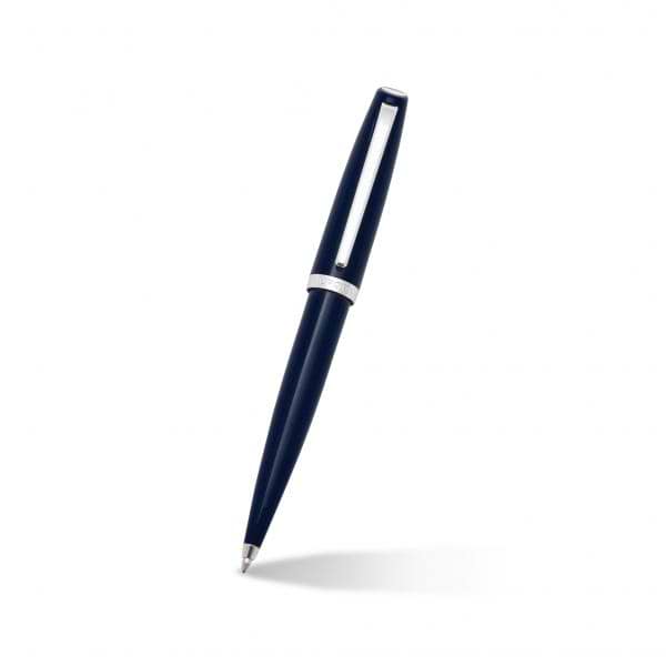 Aurora Style Blue Resin Ballpoint Pen with Silver Trim