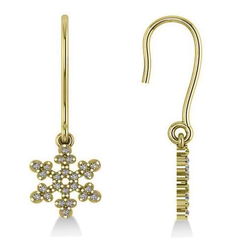 Diamond  Snowflake Loop Earrings 14k Yellow Gold (0.24ct)
