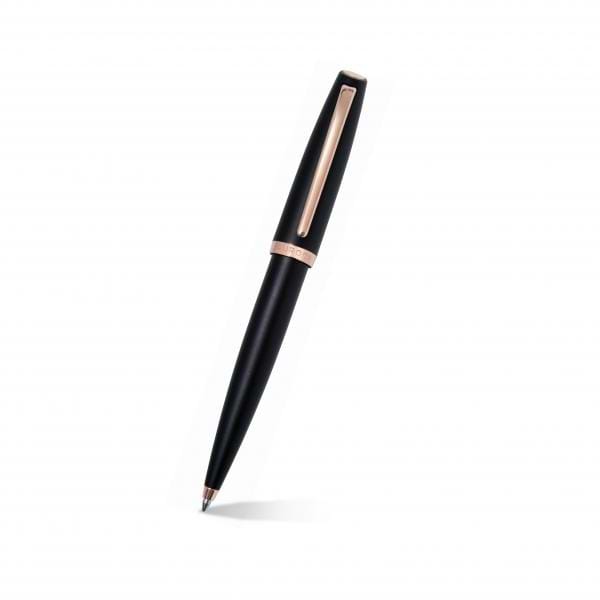 Aurora Style Black Matte Ballpoint Pen w/ 14k Rose Gold Plated Trims