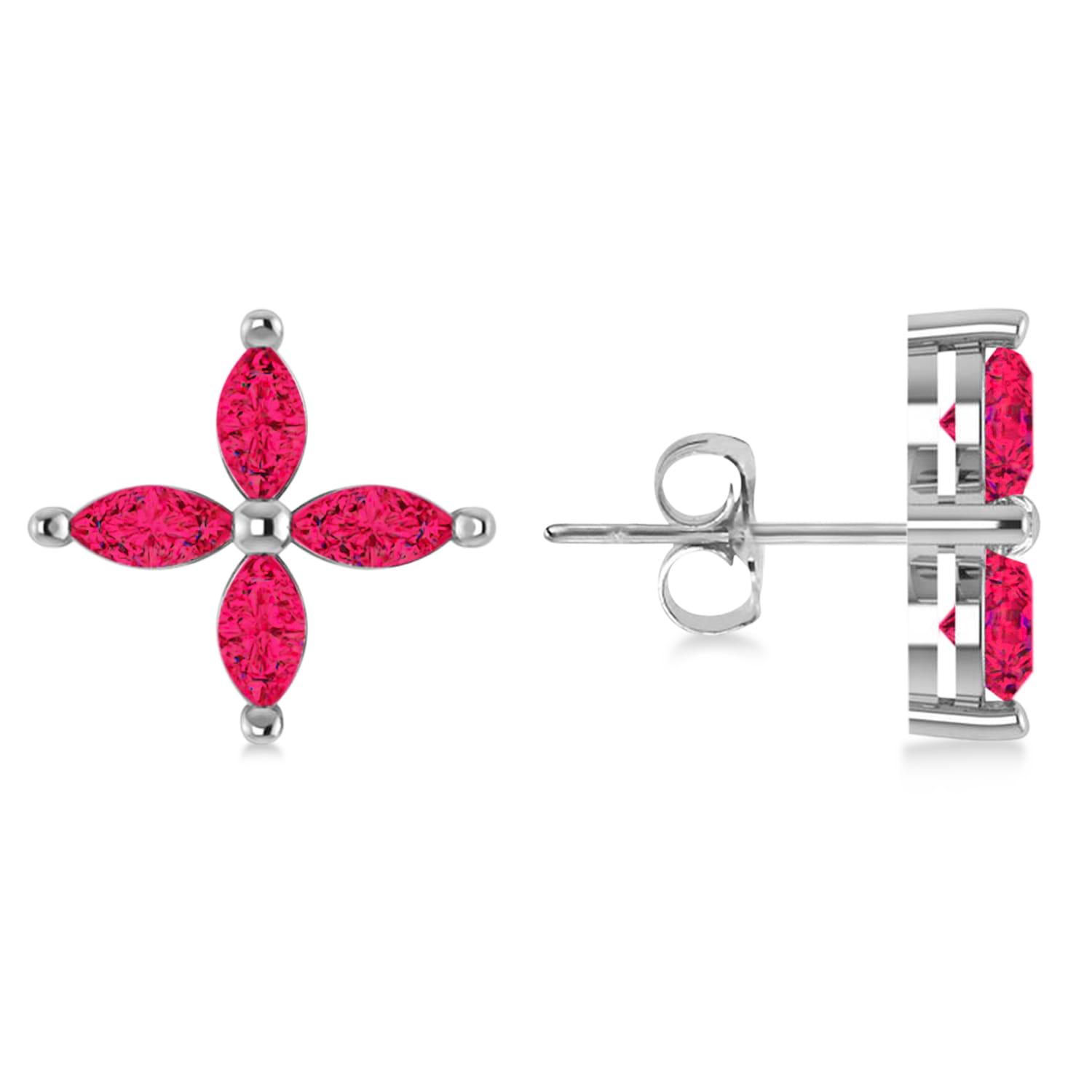 Ruby Marquise Stud Earrings 14k White Gold (1.92 ctw)