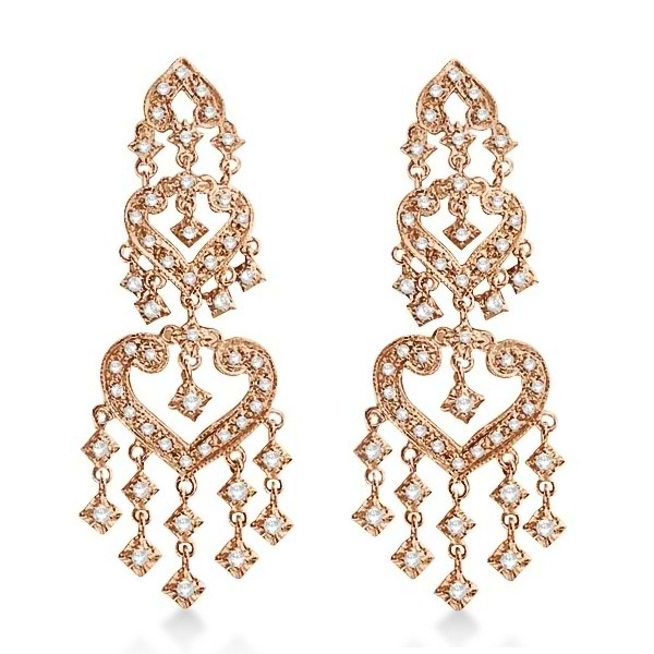 Diamond Chandelier Earrings in 14k Rose Gold (1.01ct)
