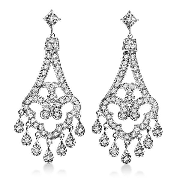 Dangling Chandelier Diamond Earrings 14K White Gold (1.08ct)