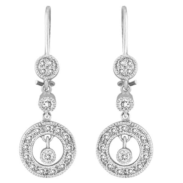 Diamond Dangle Circle Drop Earrings in 14k White Gold (0.32 ctw)