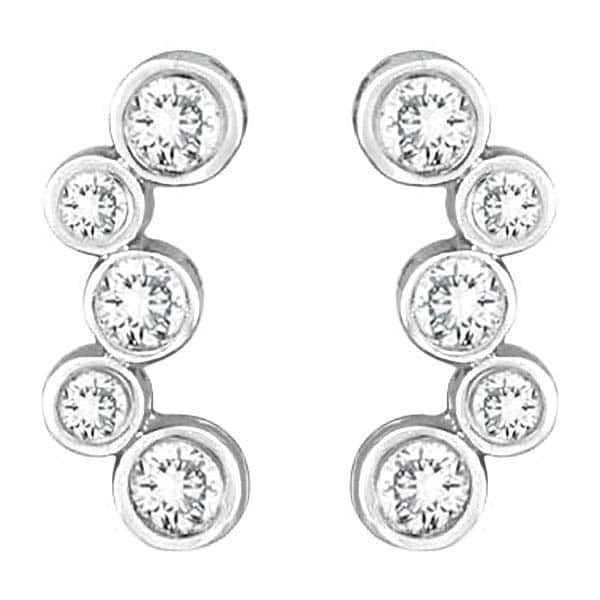 Five Stone Diamond Bezel-Set Earrings in 14kt White Gold (1.00ctw)