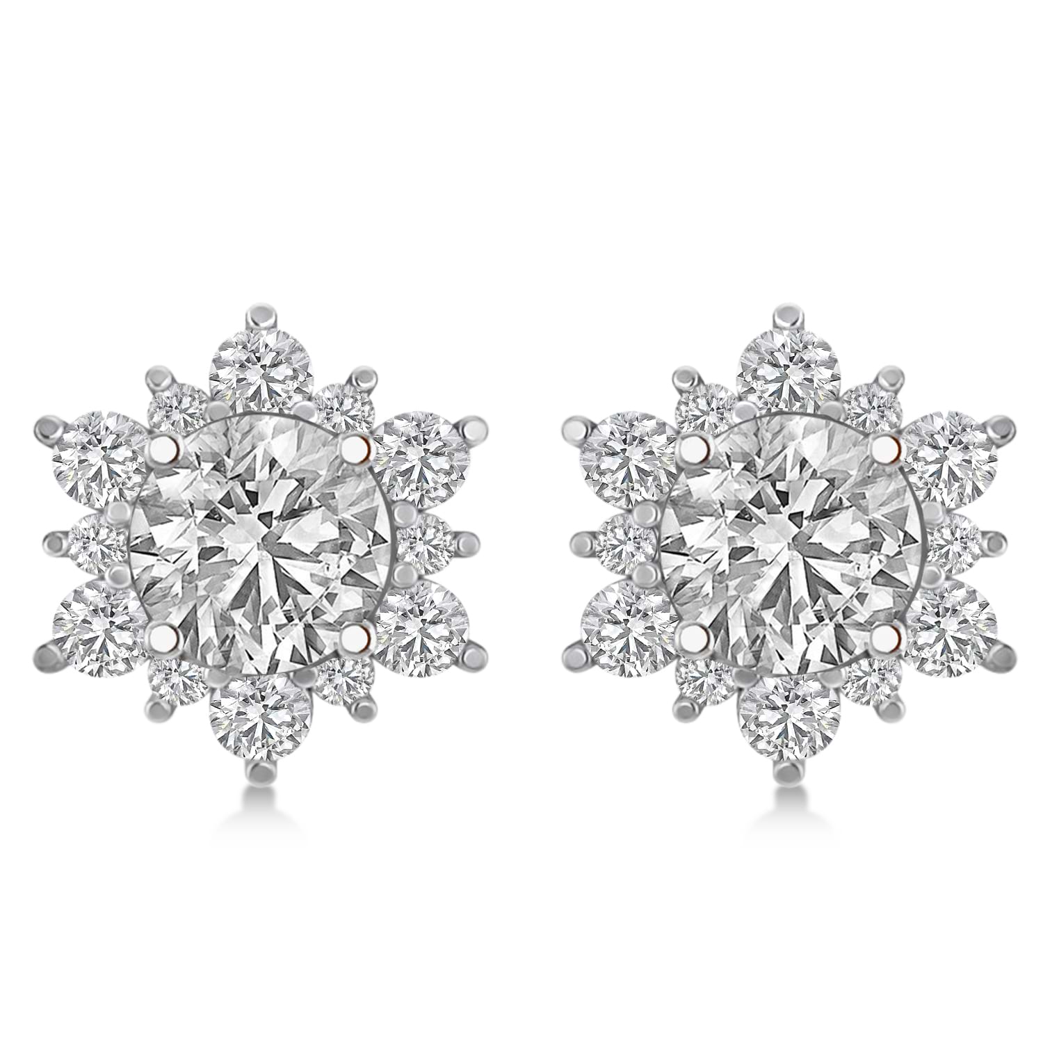 Diamond Flower Halo Earring Jackets 14k White Gold (1.20ct)