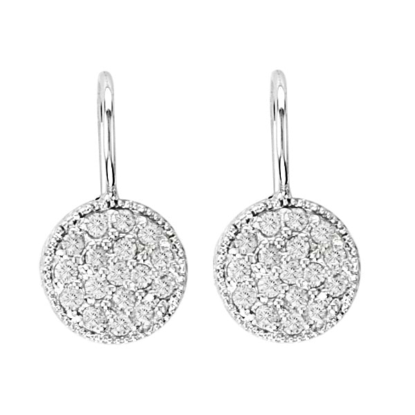 Pave Set Diamond Circle Earrings 14K White Gold (0.65ct)