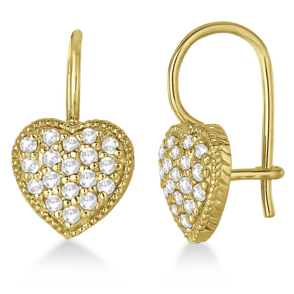 Euro Wire Diamond Heart-Shape Earrings 14K Yellow Gold (0.50ct)