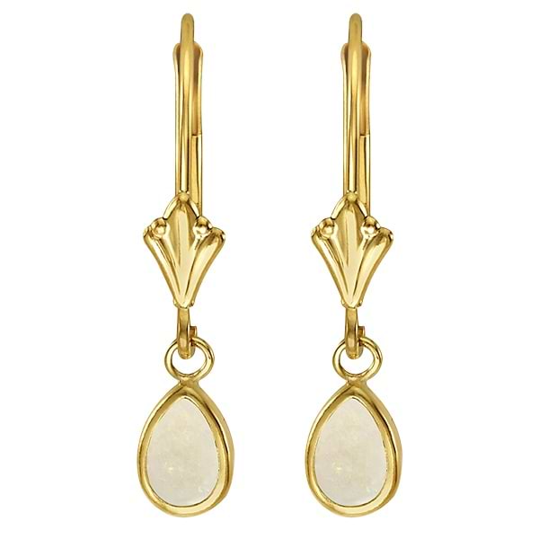 Pear Opal Bezel Drop Earrings in 14K Yellow Gold (0.44ct)
