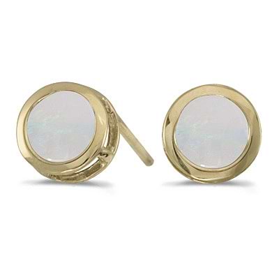 Bezel-Set Round Opal Stud Earrings 14k Yellow Gold (1.20ctw)