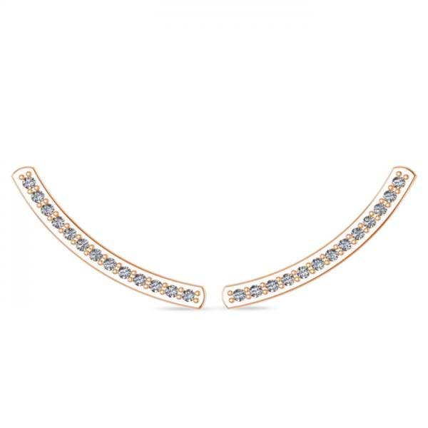 Curved Ear Cuffs Diamond Accented 14K Rose Gold (0.13ct)