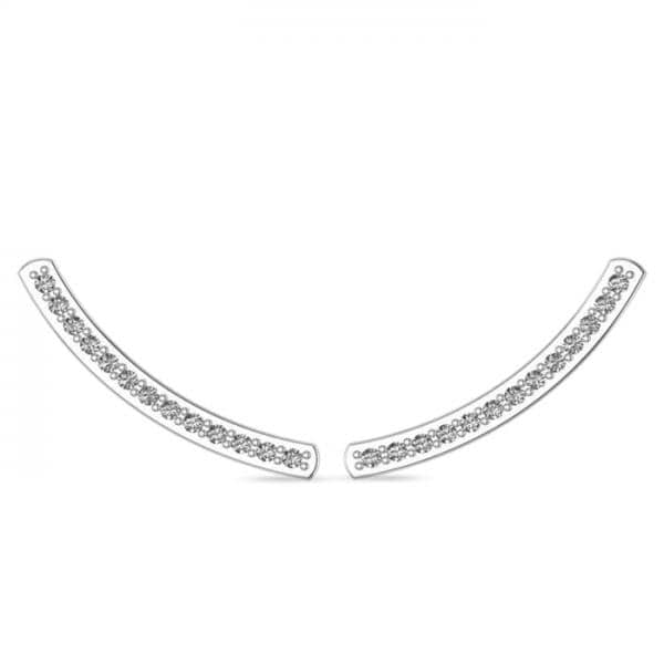 Curved Ear Cuffs Diamond Accented 14K White Gold (0.13ct)
