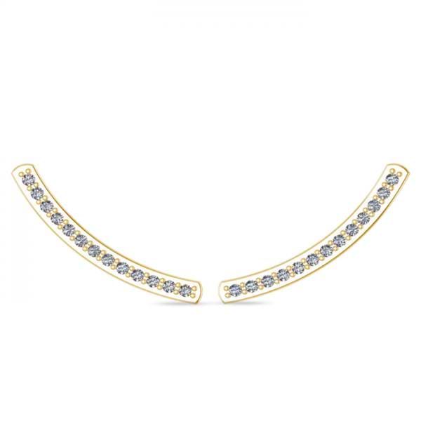 Curved Ear Cuffs Diamond Accented 14K Yellow Gold (0.13ct)
