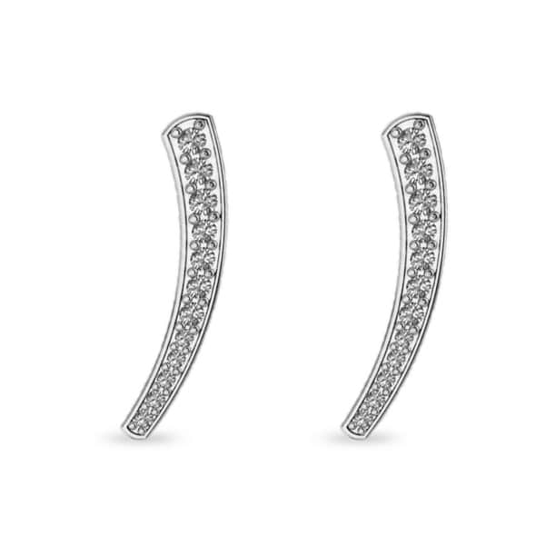 Curved Ear Cuffs with Graduating Diamonds 14K White Gold (0.22ct)