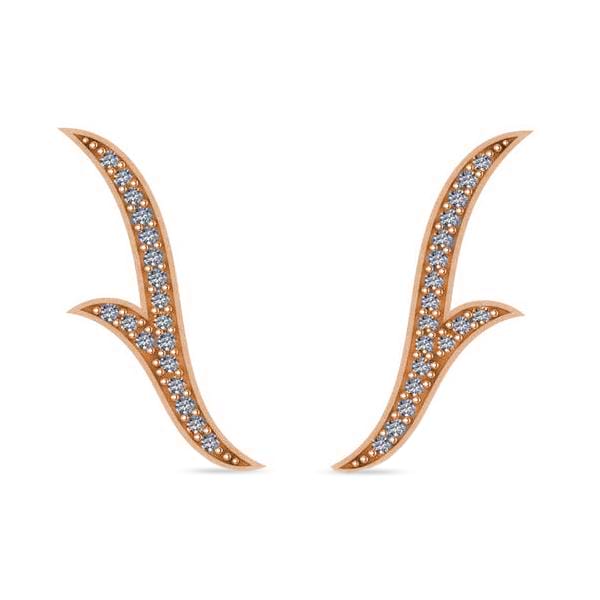 Flower Ear Cuffs Diamond Accented 14k Rose Gold (0.25ct)