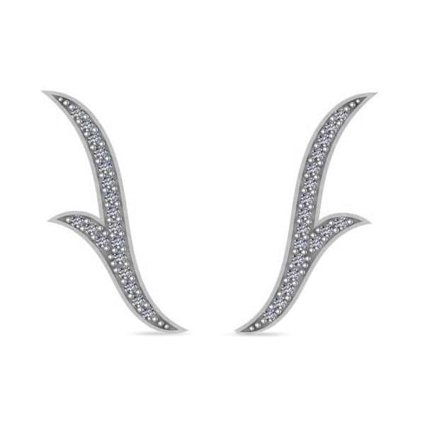 Flower Ear Cuffs Diamond Accented 14k White Gold (0.25ct)