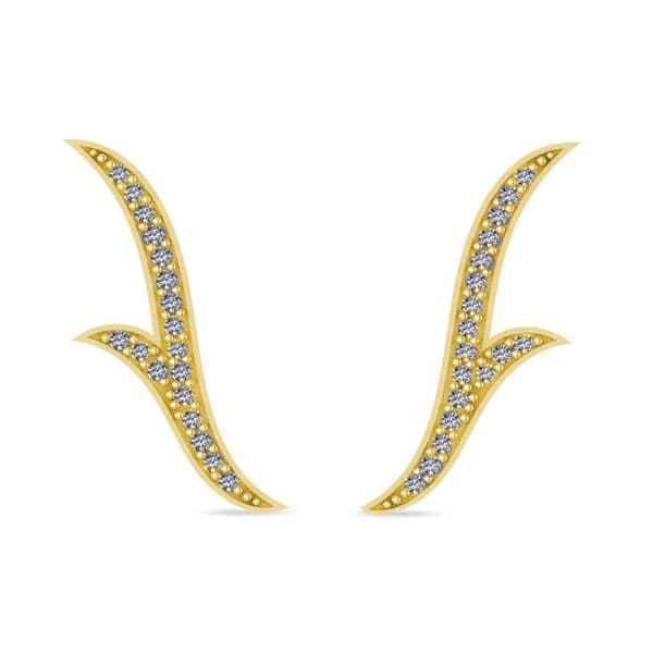 Flower Ear Cuffs Diamond Accented 14k Yellow Gold (0.25ct)