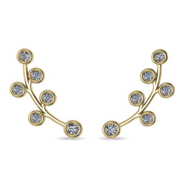 Circular Flower Ear Cuffs Diamond Accented 14k Yellow Gold (0.26ct)