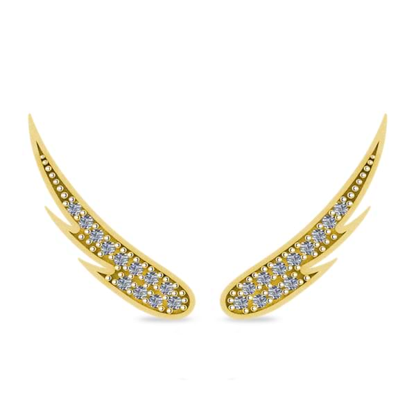 Angel Wings Ear Cuffs Diamond Accented 14K Yellow Gold (0.24ct)