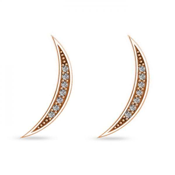 Crescent Moon Ear Cuffs Diamond Accented 14K Rose Gold (0.14ct)