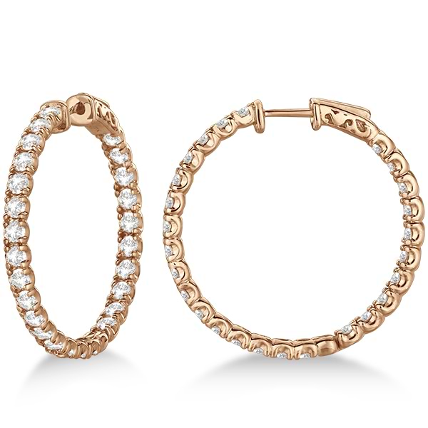 Fancy Medium Round Diamond Hoop Earrings 14k Rose Gold (5.25ct)