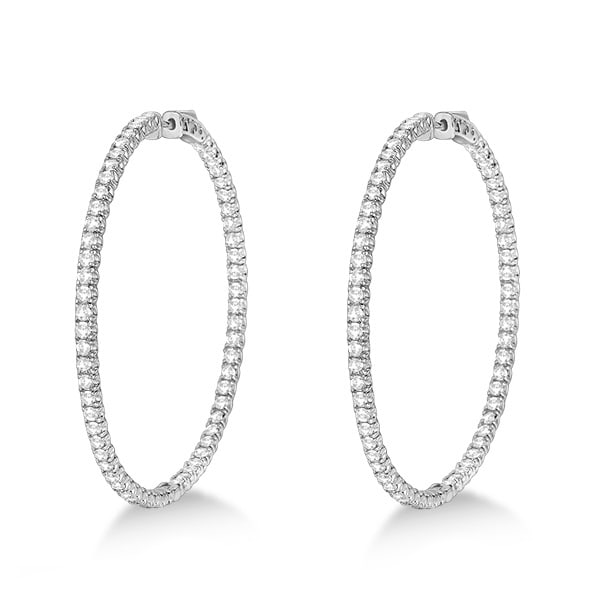 X-Large Round Diamond Hoop Earrings 14k White Gold (5.15ct)