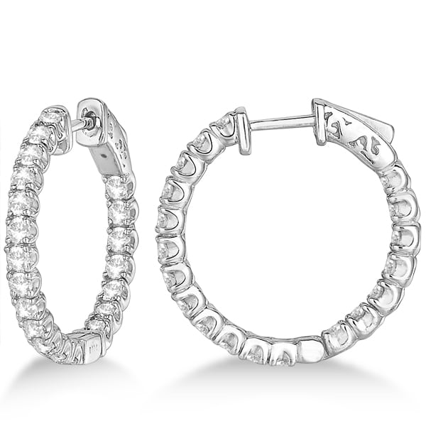 Medium Round Diamond Hoop Earrings 14k White Gold (2.00ct)