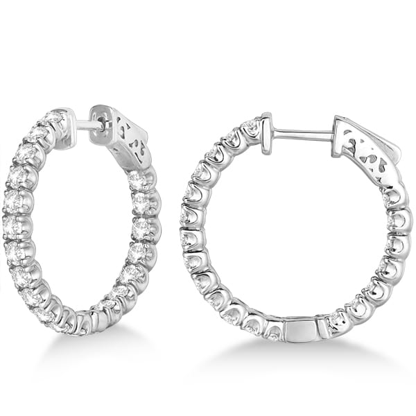 Small Fancy Round Diamond Hoop Earrings 14k White Gold (2.75ct)