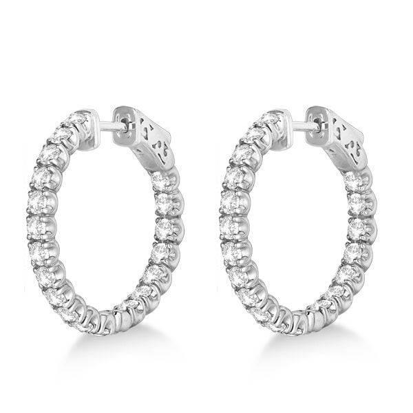 Small Fancy Round Diamond Hoop Earrings 14k White Gold (2.75ct)