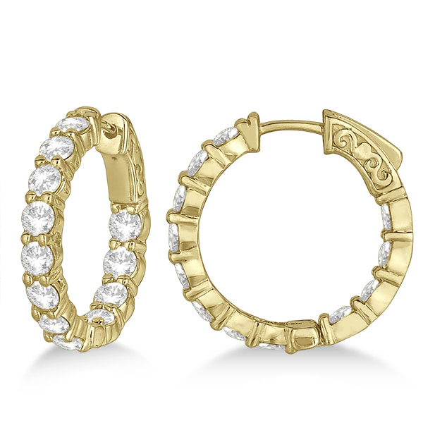 Prong-Set Small Diamond Hoop Earrings 14k Yellow Gold (3.70ct)