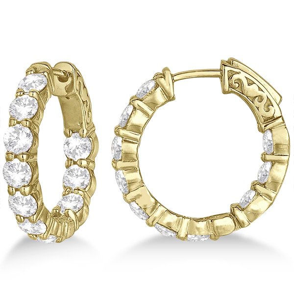 Small Round Diamond Hoop Earrings 14k Yellow Gold (4.00ct)
