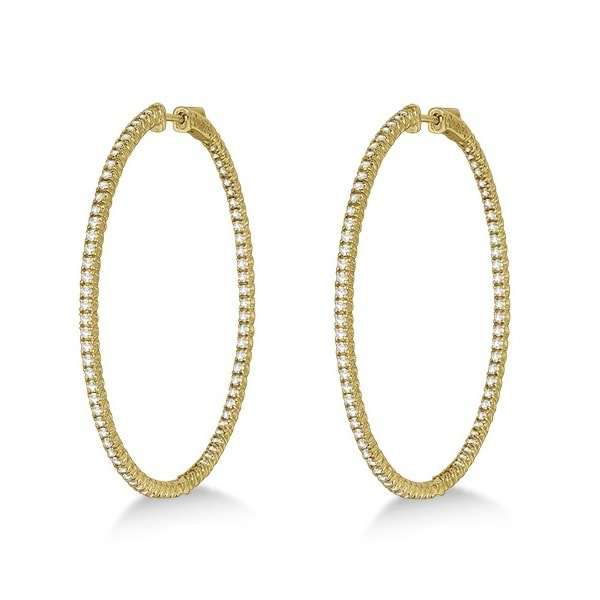 Unique X-Large Diamond Hoop Earrings 14k Yellow Gold (3.00ct)