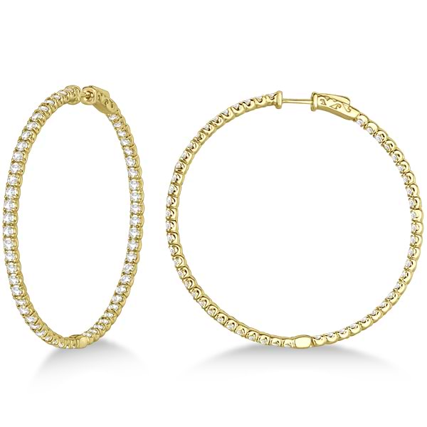 Stylish Large Round Diamond Hoop Earrings 14k Yellow Gold (7.75ct)