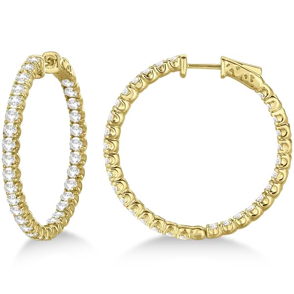Medium Fancy Round Diamond Hoop Earrings 14k Yellow Gold (4.50ct)