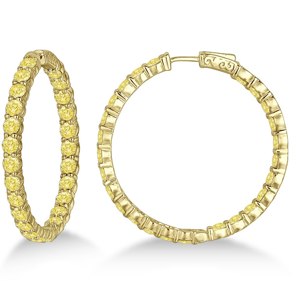 Fancy Yellow Canary Diamond Hoop Earrings 14k Yellow Gold (10.00ct)