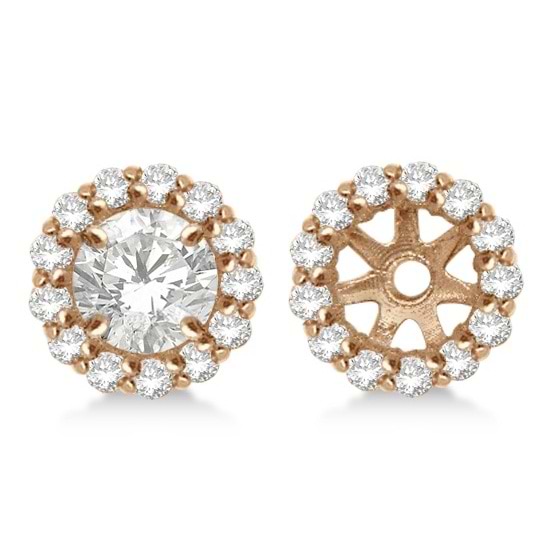 Round Diamond Earring Jackets for 4mm Studs 14K Rose Gold (0.35ct)