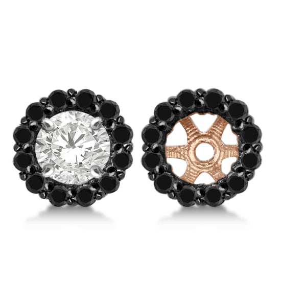 Round Cut Fancy Black Diamond Earring Jackets 14k Rose Gold (0.35ct)