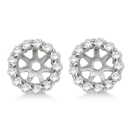 Round Diamond Earring Jackets for 5mm Studs 14K White Gold (0.50ct)