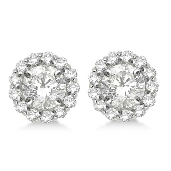 Round Diamond Earring Jackets for 7mm Studs 14K White Gold 0.58ct