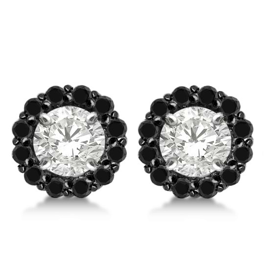 Round Cut Fancy Black Diamond Earring Jackets 14k White Gold (0.35ct)