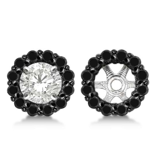 Round Cut Fancy Black Diamond Earring Jackets 14k White Gold (0.50ct)