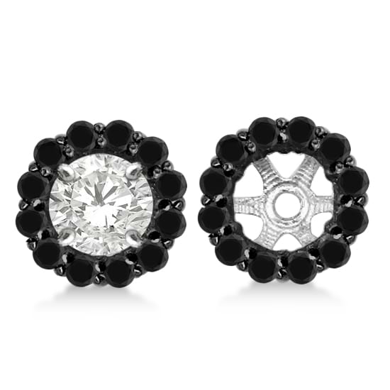 Round Cut Fancy Black Diamond Earring Jackets 14k White Gold (0.75ct)