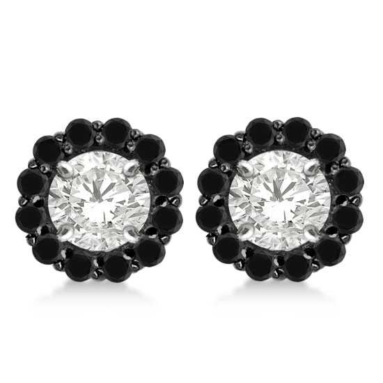 Round Cut Fancy Black Diamond Earring Jackets 14k White Gold (0.75ct)