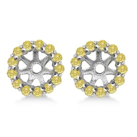Round Yellow Diamond Earring Jackets for 4mm Studs 14K W. Gold (0.35ct)