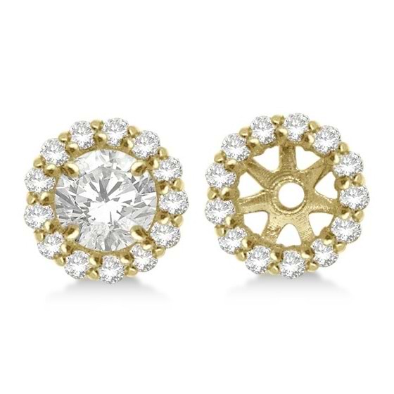 Round Diamond Earring Jackets for 6mm Studs 14K Yellow Gold (0.55ct)