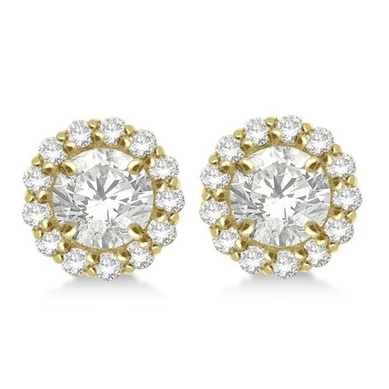 1 1/2ct Diamond Halo Earring Studs Jackets 14k White Gold (6-6.7mm)