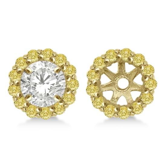 Round Yellow Diamond Earring Jackets for 8mm Studs 14K Y. Gold (0.64ct)