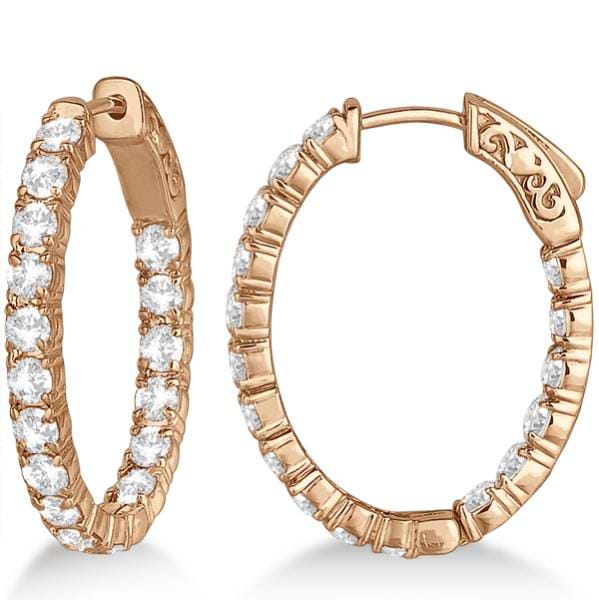 Oval-Shaped Diamond Hoop Earrings 14k Rose Gold (3.57ct)