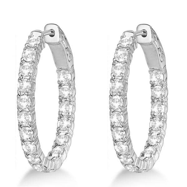 Oval-Shaped Diamond Hoop Earrings 14k White Gold (3.57ct)