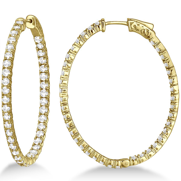 Fancy Large Oval-Shaped Diamond Hoop Earrings 14k Yellow Gold (5.46ct)