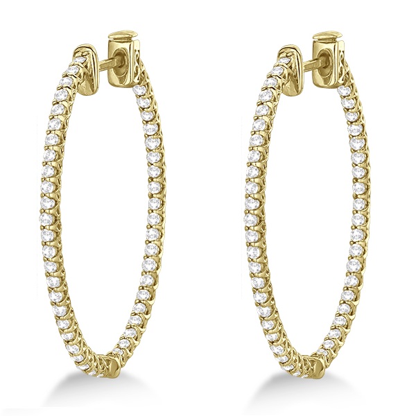 Lucida Oval-Shaped Diamond Hoop Earrings 14k Yellow Gold (2.00ct)
